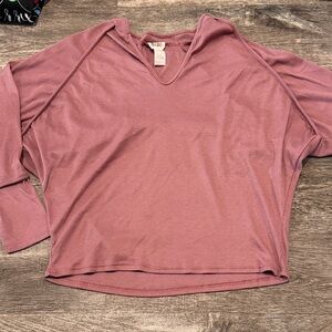BiBi Dusty Rose Long Sleeve V-Neck Top